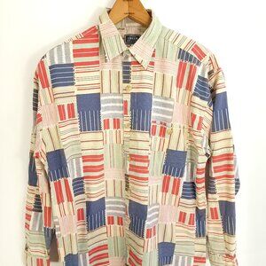 Original Creem Shirt Men's Small Patchwork Print Long Sleeve Button Front